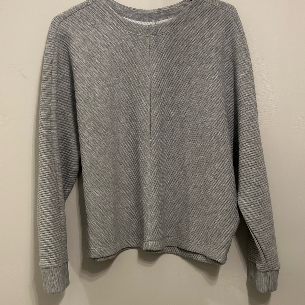 A New Day Gray Textured Pullover Sweatshirt - Size Medium